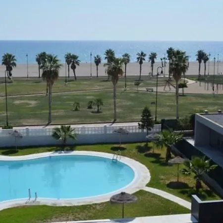 Apartamento Lujo, Primera Linea Playa, Garaje, Wifi, Piscina Climatizada Roquetas de Mar Buitenkant foto